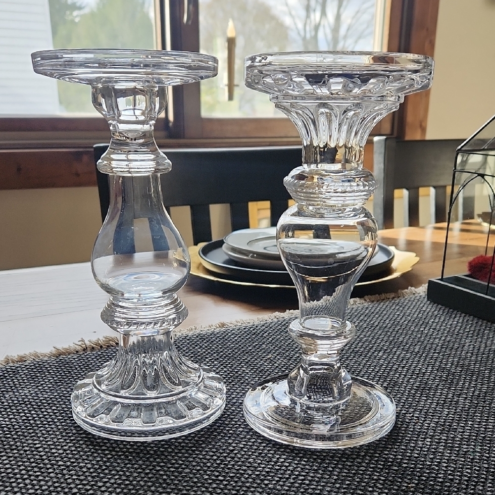 Pottery Barn Clear Glass Candle Holders - Picture 3 of 4
